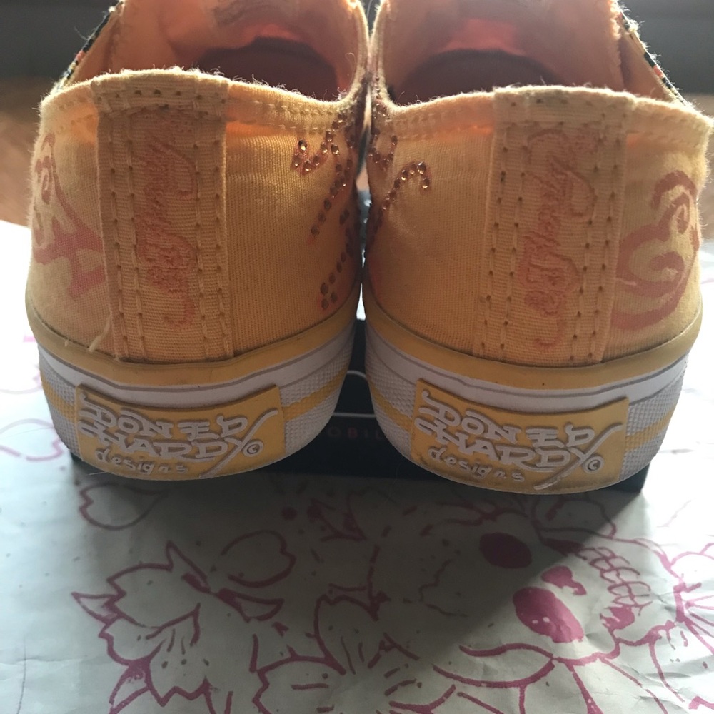 Ed Hardy Yellow/Orange Women Canvas Sneakers - Picture 5 of 14